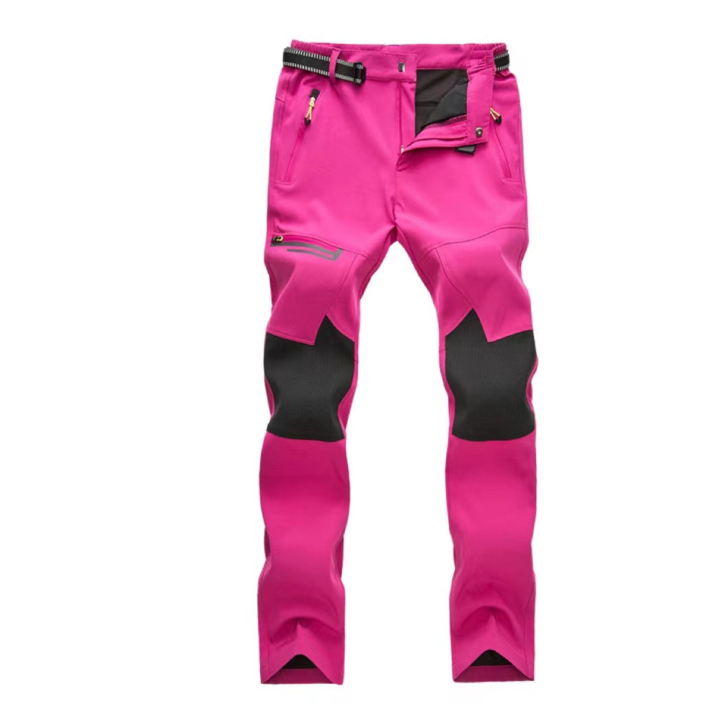Men's Fleece-Lined Hiking Ski Pants - Water-Resistant, 4 Zip Pockets