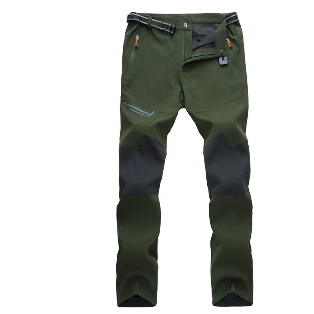 Men's Fleece-Lined Hiking Ski Pants - Water-Resistant, 4 Zip Pockets