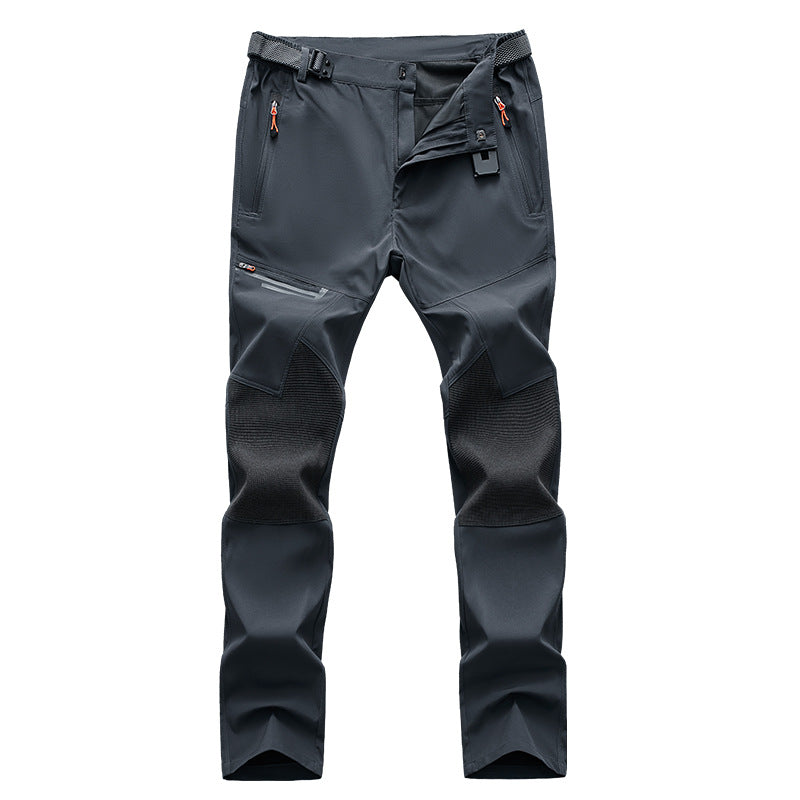 Men's Fleece-Lined Hiking Ski Pants - Water-Resistant, 4 Zip Pockets