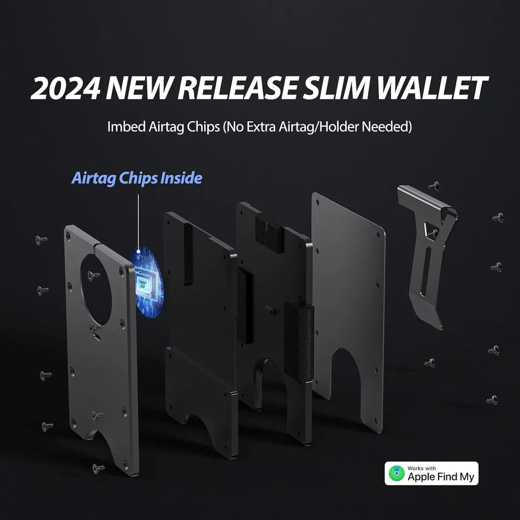 Smart Metal Wallet Built-in Find My Tracker (iOS Only), RFID-Blocking Metal Design, Holds 12 Cards & Removable Cash Clip