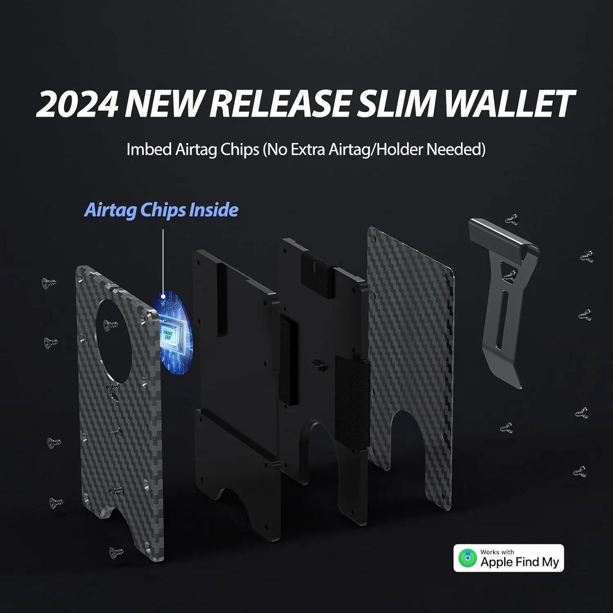 Smart Metal Wallet Built-in Find My Tracker (iOS Only), RFID-Blocking Metal Design, Holds 12 Cards & Removable Cash Clip