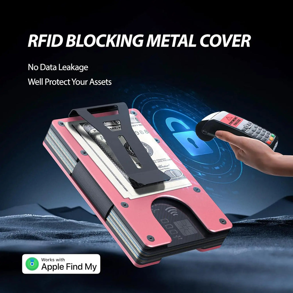 Smart Metal Wallet Built-in Find My Tracker (iOS Only), RFID-Blocking Metal Design, Holds 12 Cards & Removable Cash Clip
