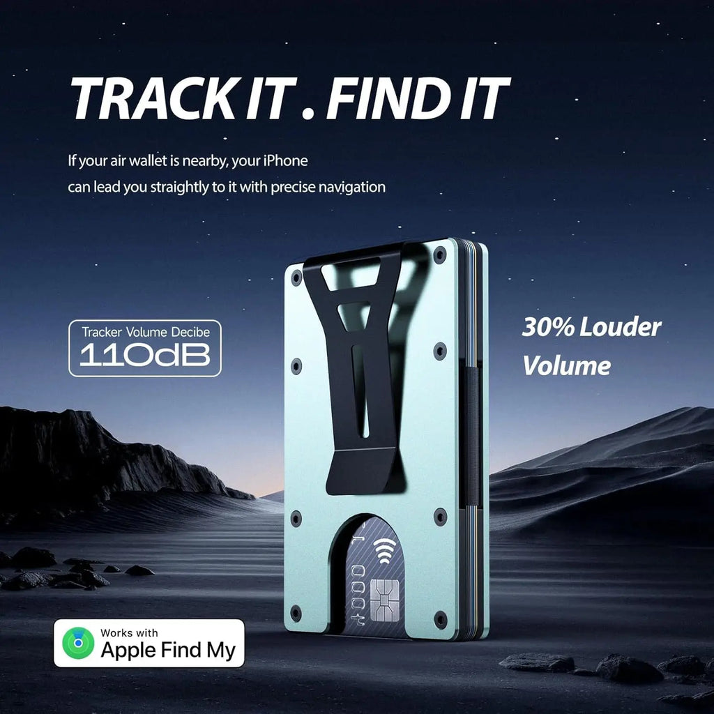 Smart Metal Wallet Built-in Find My Tracker (iOS Only), RFID-Blocking Metal Design, Holds 12 Cards & Removable Cash Clip