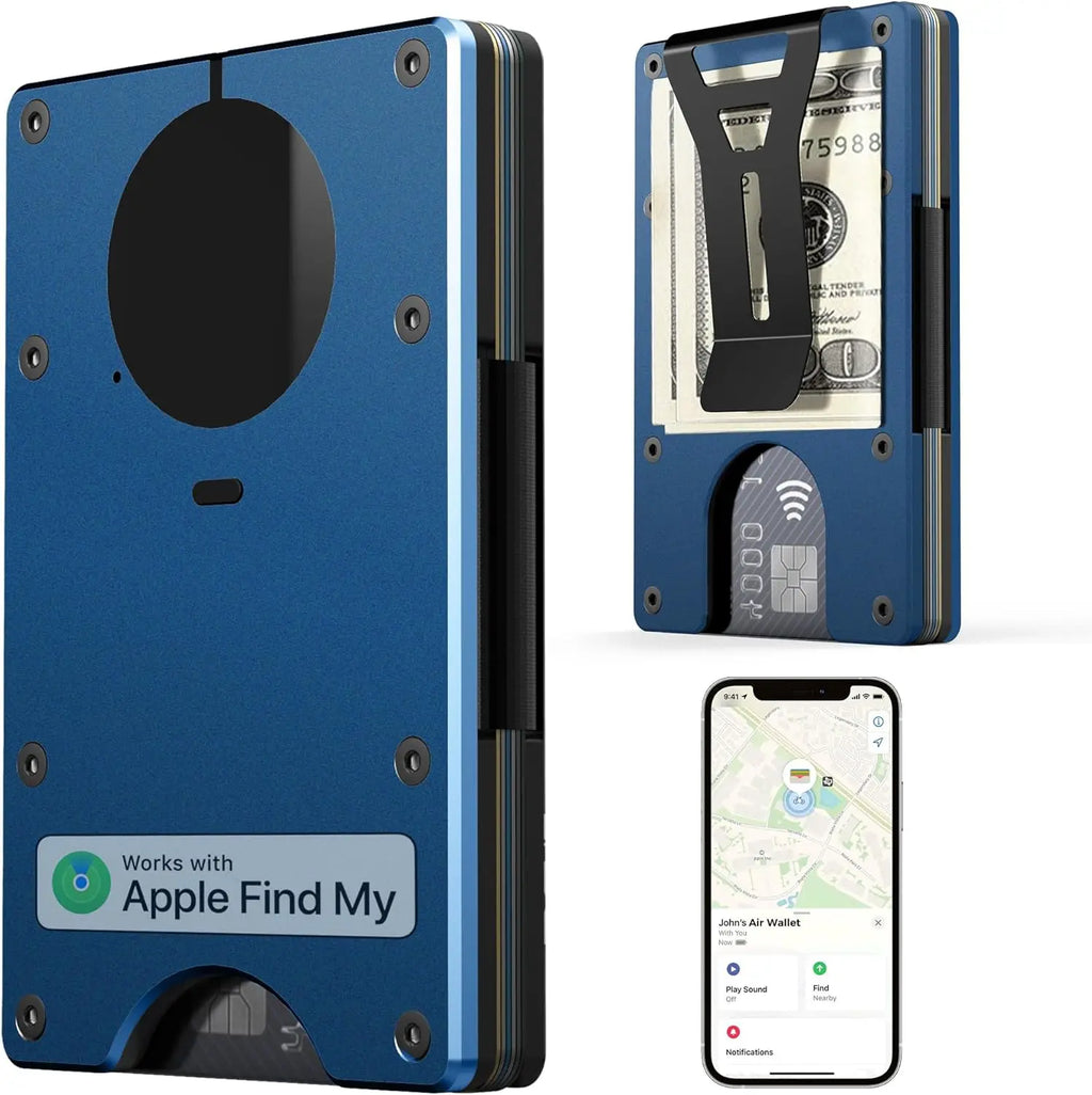 Smart Metal Wallet Built-in Find My Tracker (iOS Only), RFID-Blocking Metal Design, Holds 12 Cards & Removable Cash Clip