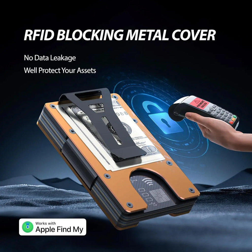 Smart Metal Wallet Built-in Find My Tracker (iOS Only), RFID-Blocking Metal Design, Holds 12 Cards & Removable Cash Clip