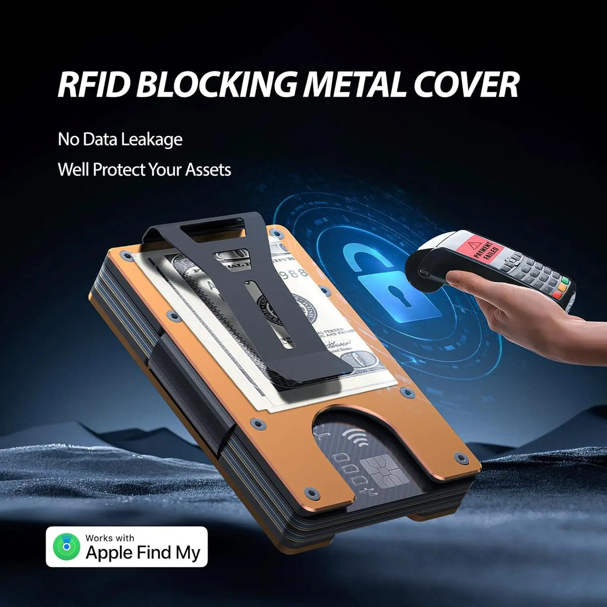 Smart Metal Wallet Built-in Find My Tracker (iOS Only), RFID-Blocking Metal Design, Holds 12 Cards & Removable Cash Clip
