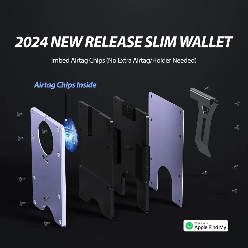 Smart Metal Wallet Built-in Find My Tracker (iOS Only), RFID-Blocking Metal Design, Holds 12 Cards & Removable Cash Clip