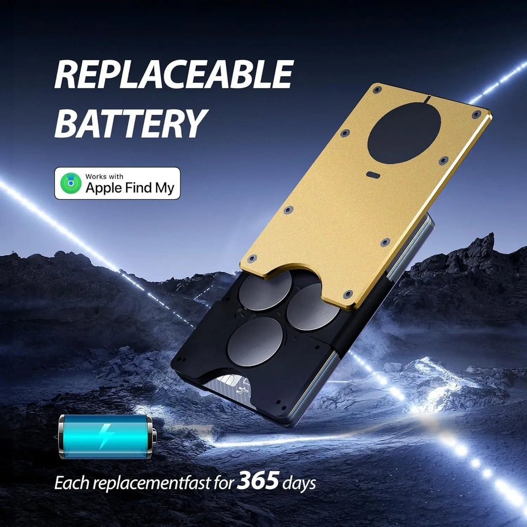 Smart Metal Wallet Built-in Find My Tracker (iOS Only), RFID-Blocking Metal Design, Holds 12 Cards & Removable Cash Clip