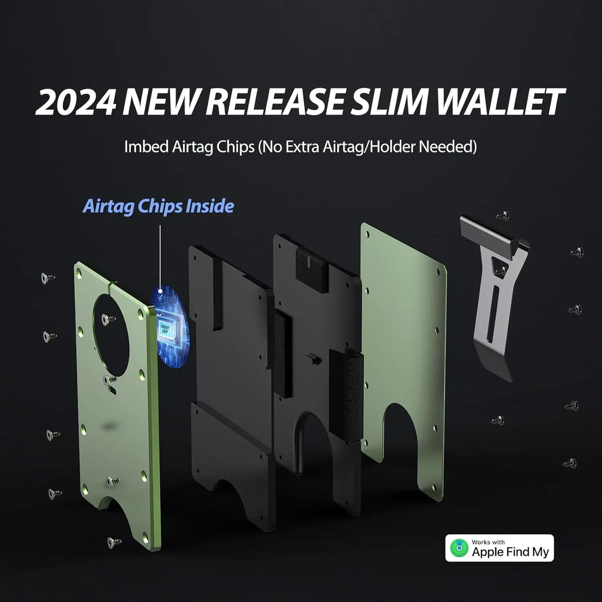 Smart Metal Wallet Built-in Find My Tracker (iOS Only), RFID-Blocking Metal Design, Holds 12 Cards & Removable Cash Clip