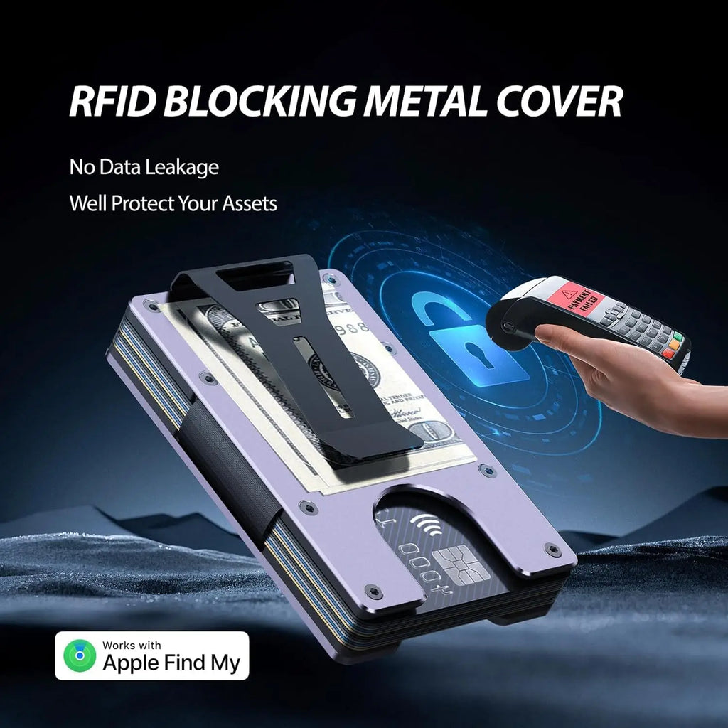 Smart Metal Wallet Built-in Find My Tracker (iOS Only), RFID-Blocking Metal Design, Holds 12 Cards & Removable Cash Clip
