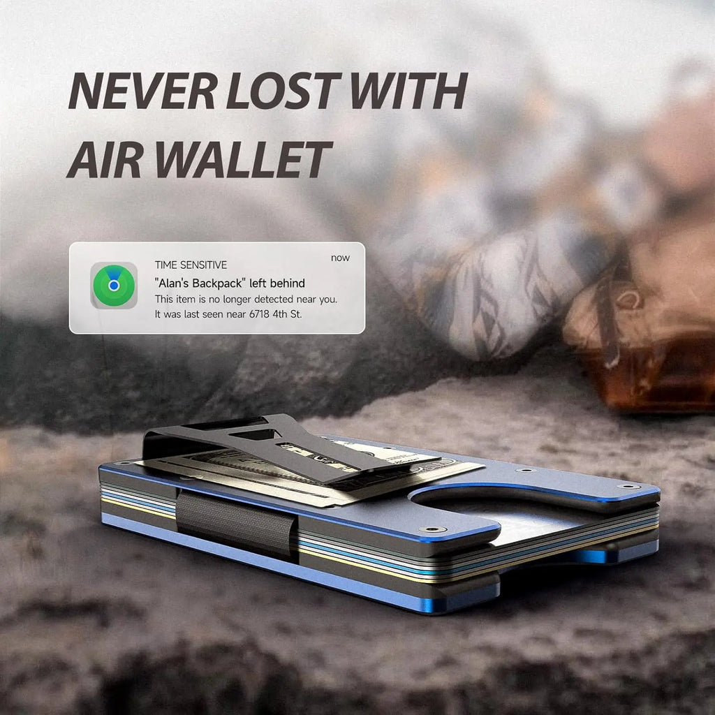 Smart Metal Wallet Built-in Find My Tracker (iOS Only), RFID-Blocking Metal Design, Holds 12 Cards & Removable Cash Clip
