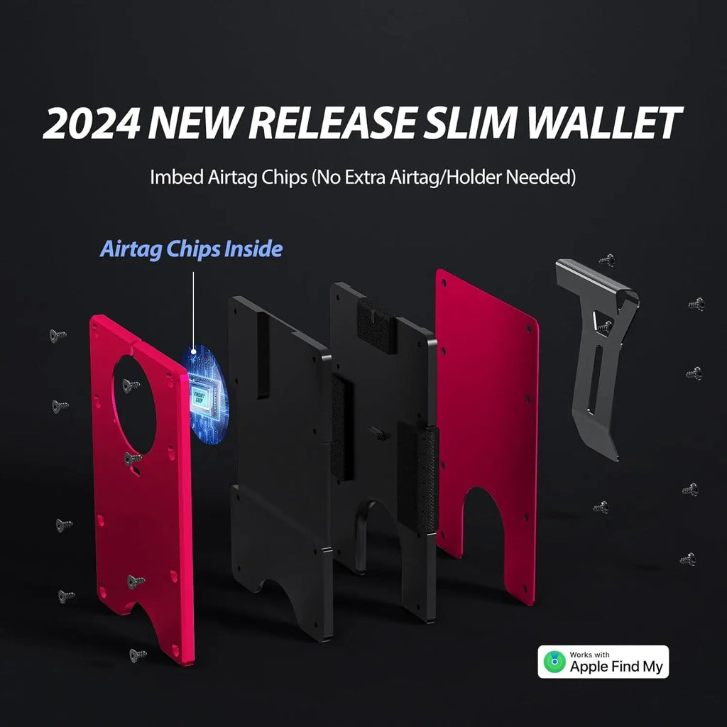 Smart Metal Wallet Built-in Find My Tracker (iOS Only), RFID-Blocking Metal Design, Holds 12 Cards & Removable Cash Clip