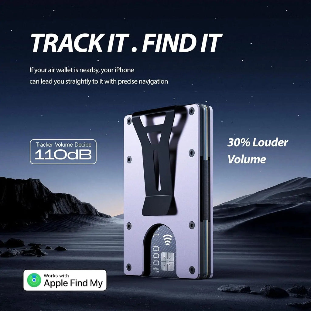 Smart Metal Wallet Built-in Find My Tracker (iOS Only), RFID-Blocking Metal Design, Holds 12 Cards & Removable Cash Clip