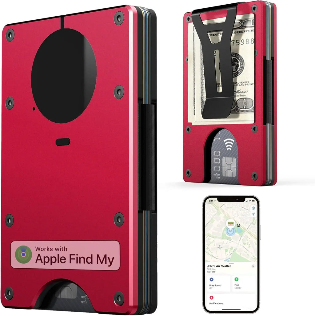 Smart Metal Wallet Built-in Find My Tracker (iOS Only), RFID-Blocking Metal Design, Holds 12 Cards & Removable Cash Clip