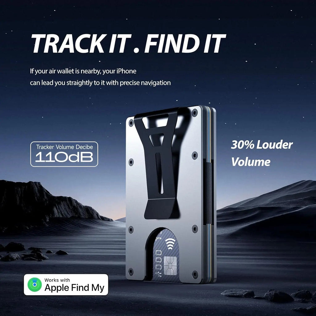 Smart Metal Wallet Built-in Find My Tracker (iOS Only), RFID-Blocking Metal Design, Holds 12 Cards & Removable Cash Clip