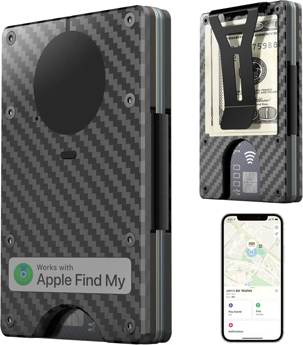 Smart Metal Wallet Built-in Find My Tracker (iOS Only), RFID-Blocking Metal Design, Holds 12 Cards & Removable Cash Clip