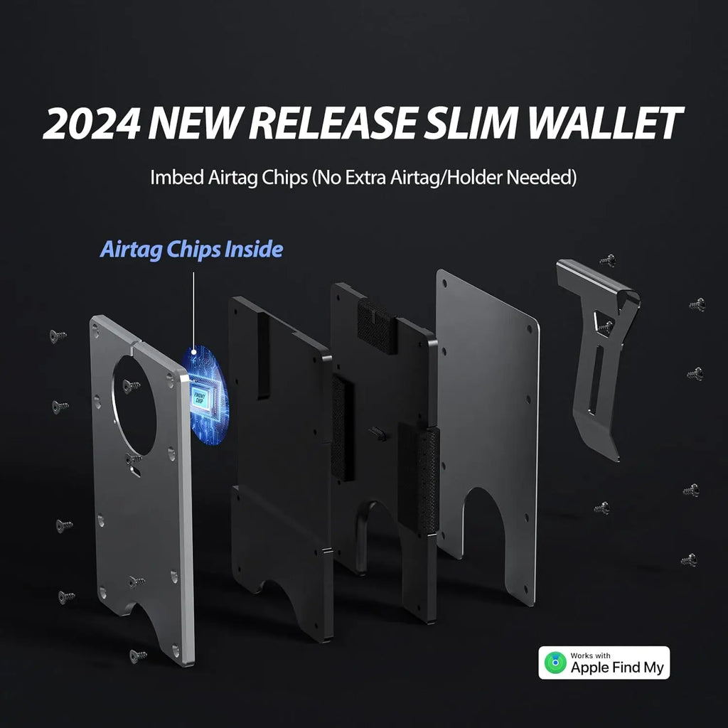 Smart Metal Wallet Built-in Find My Tracker (iOS Only), RFID-Blocking Metal Design, Holds 12 Cards & Removable Cash Clip