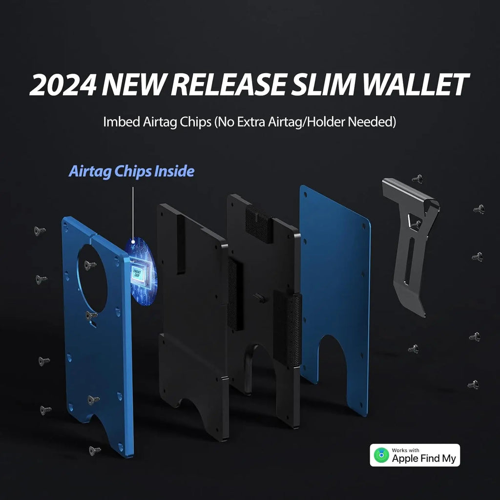 Smart Metal Wallet Built-in Find My Tracker (iOS Only), RFID-Blocking Metal Design, Holds 12 Cards & Removable Cash Clip