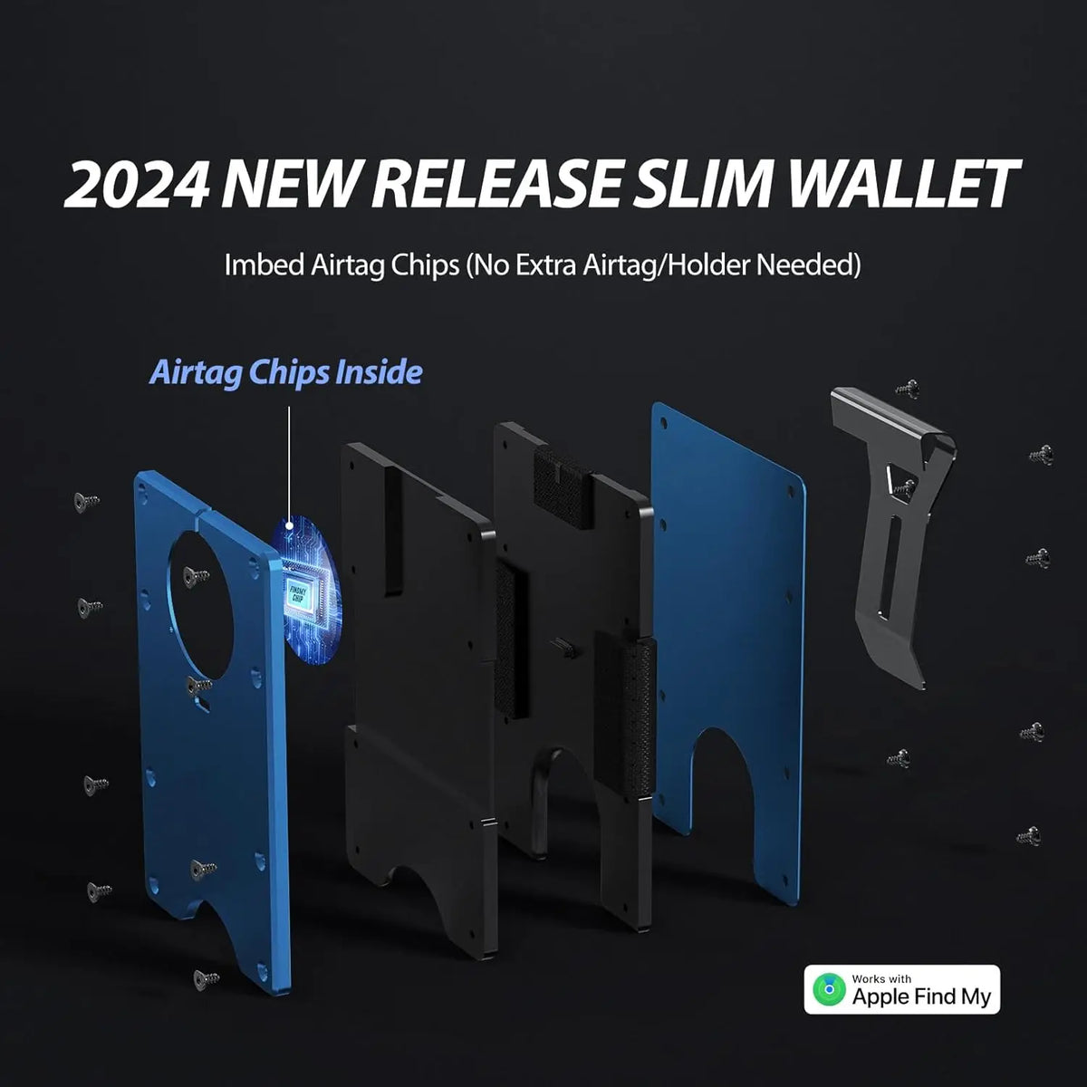 Smart Metal Wallet Built-in Find My Tracker (iOS Only), RFID-Blocking Metal Design, Holds 12 Cards & Removable Cash Clip