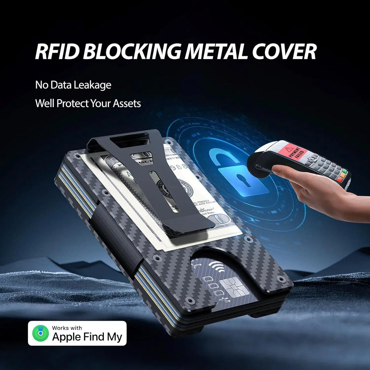 Smart Metal Wallet Built-in Find My Tracker (iOS Only), RFID-Blocking Metal Design, Holds 12 Cards & Removable Cash Clip