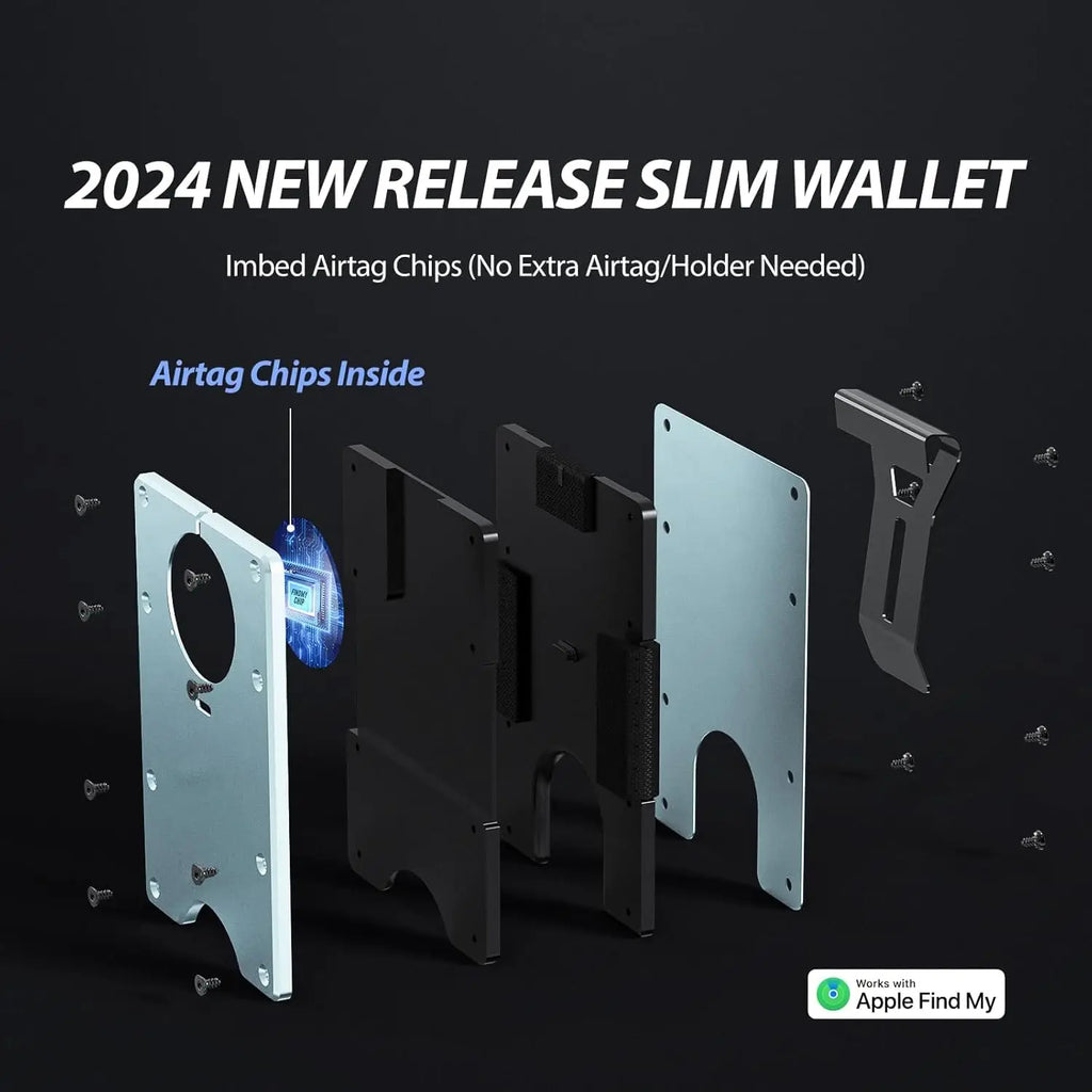 Smart Metal Wallet Built-in Find My Tracker (iOS Only), RFID-Blocking Metal Design, Holds 12 Cards & Removable Cash Clip