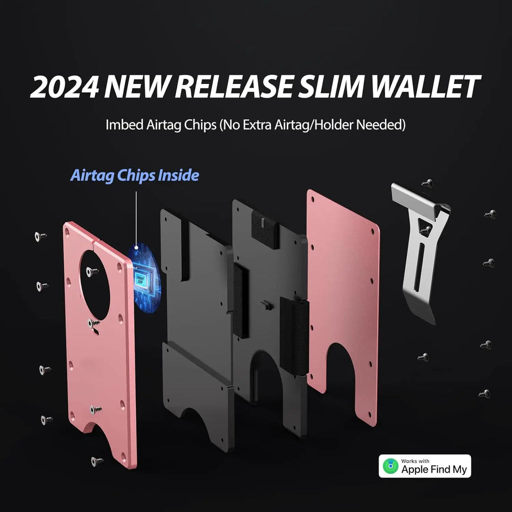 Smart Metal Wallet Built-in Find My Tracker (iOS Only), RFID-Blocking Metal Design, Holds 12 Cards & Removable Cash Clip