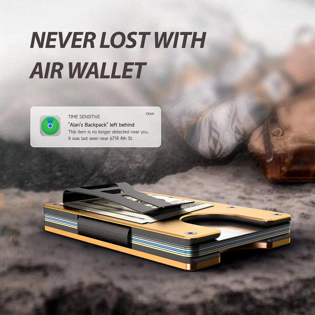 Smart Metal Wallet Built-in Find My Tracker (iOS Only), RFID-Blocking Metal Design, Holds 12 Cards & Removable Cash Clip
