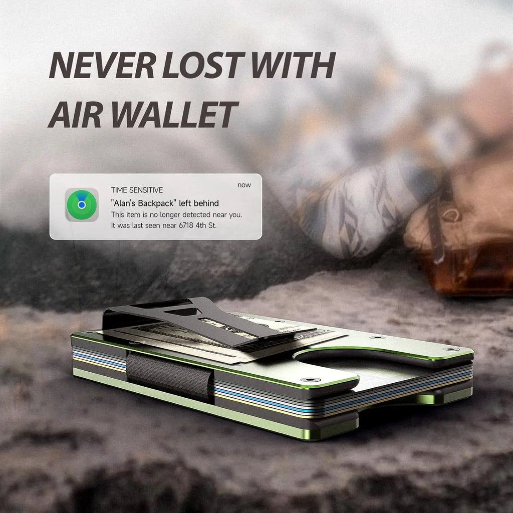 Smart Metal Wallet Built-in Find My Tracker (iOS Only), RFID-Blocking Metal Design, Holds 12 Cards & Removable Cash Clip