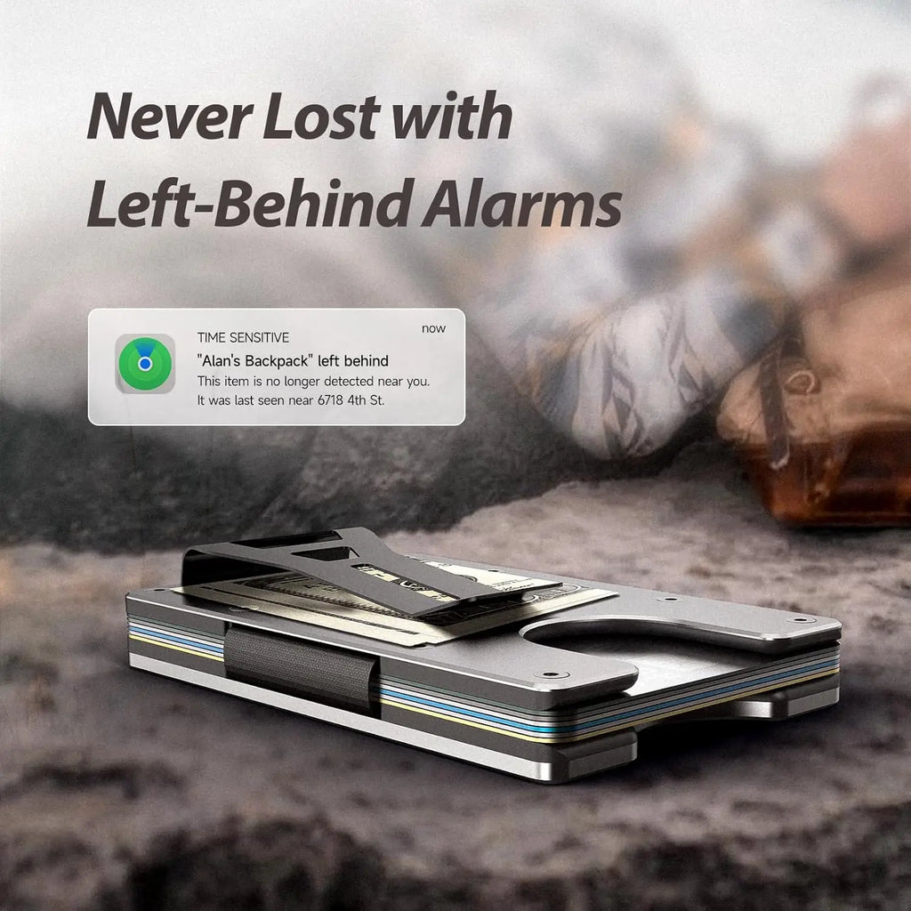 Smart Metal Wallet Built-in Find My Tracker (iOS Only), RFID-Blocking Metal Design, Holds 12 Cards & Removable Cash Clip