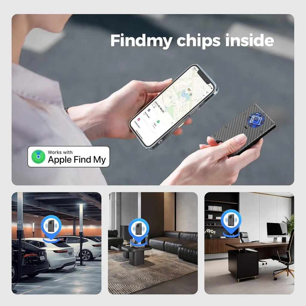 Smart Metal Wallet Built-in Find My Tracker (iOS Only), RFID-Blocking Metal Design, Holds 12 Cards & Removable Cash Clip