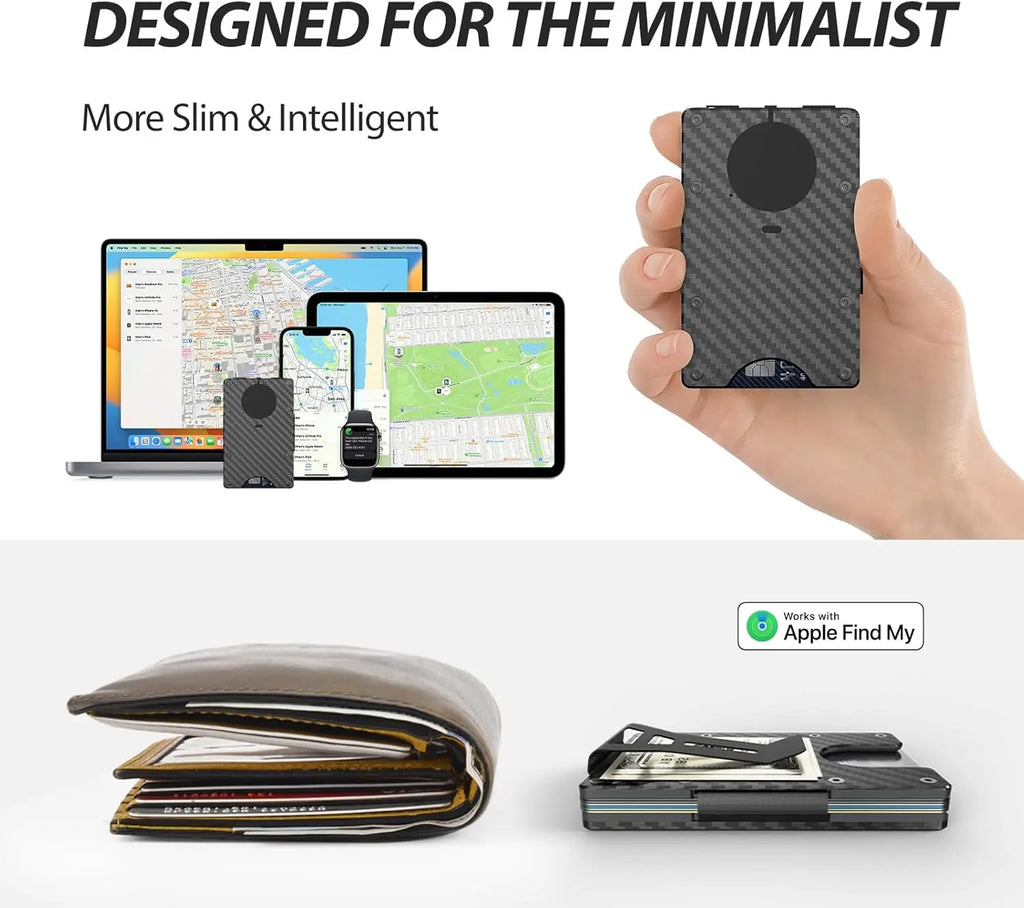 Smart Metal Wallet Built-in Find My Tracker (iOS Only), RFID-Blocking Metal Design, Holds 12 Cards & Removable Cash Clip