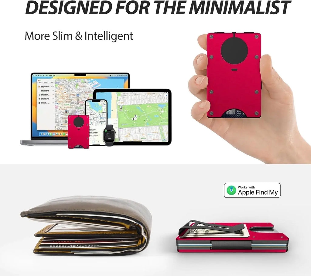 Smart Metal Wallet Built-in Find My Tracker (iOS Only), RFID-Blocking Metal Design, Holds 12 Cards & Removable Cash Clip