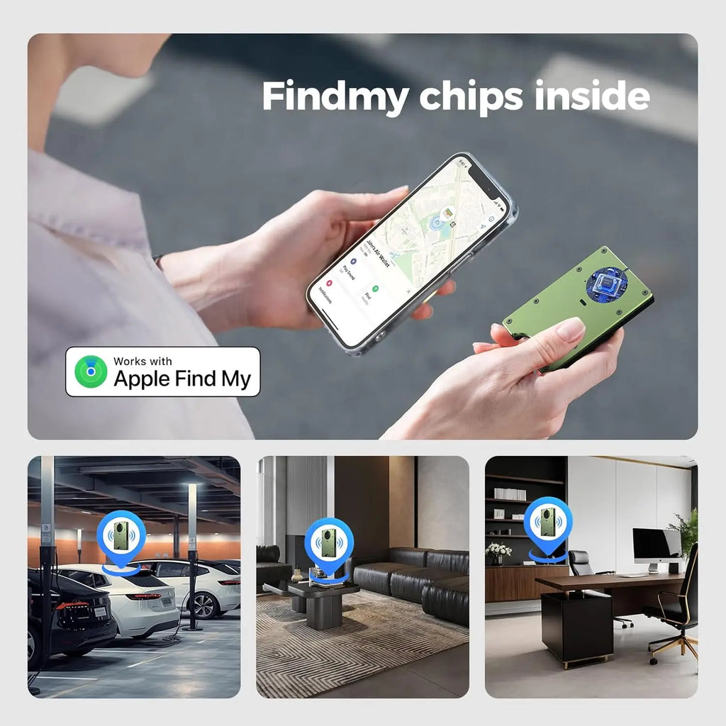 Smart Metal Wallet Built-in Find My Tracker (iOS Only), RFID-Blocking Metal Design, Holds 12 Cards & Removable Cash Clip