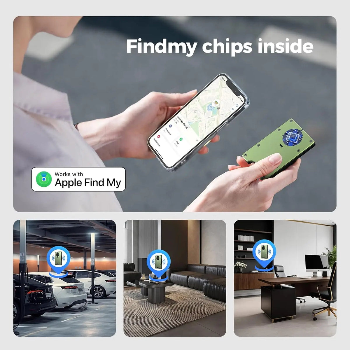 Smart Metal Wallet Built-in Find My Tracker (iOS Only), RFID-Blocking Metal Design, Holds 12 Cards & Removable Cash Clip