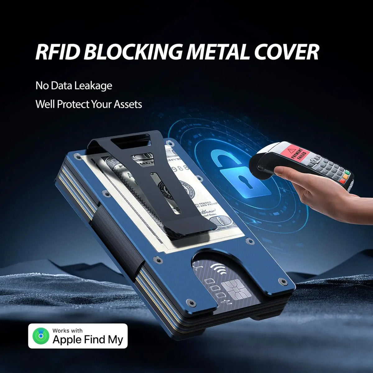Smart Metal Wallet Built-in Find My Tracker (iOS Only), RFID-Blocking Metal Design, Holds 12 Cards & Removable Cash Clip