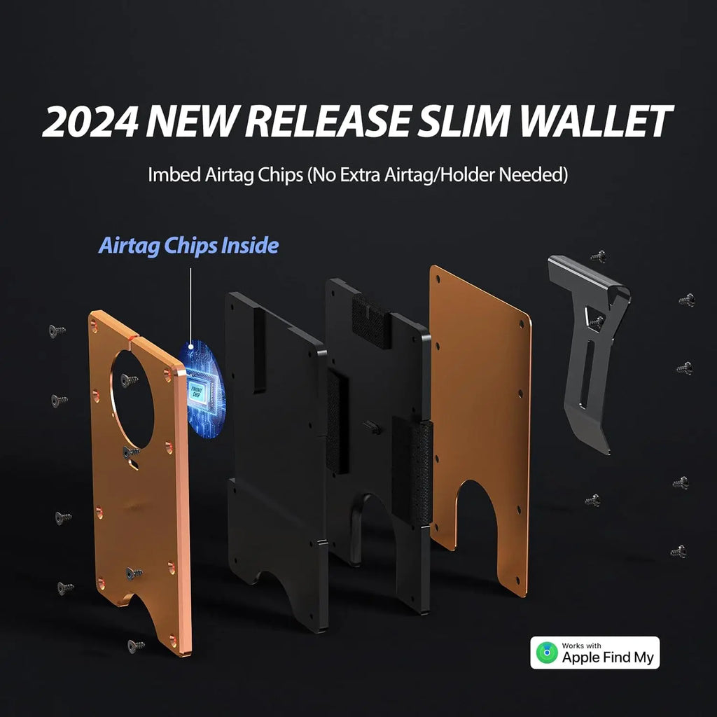 Smart Metal Wallet Built-in Find My Tracker (iOS Only), RFID-Blocking Metal Design, Holds 12 Cards & Removable Cash Clip