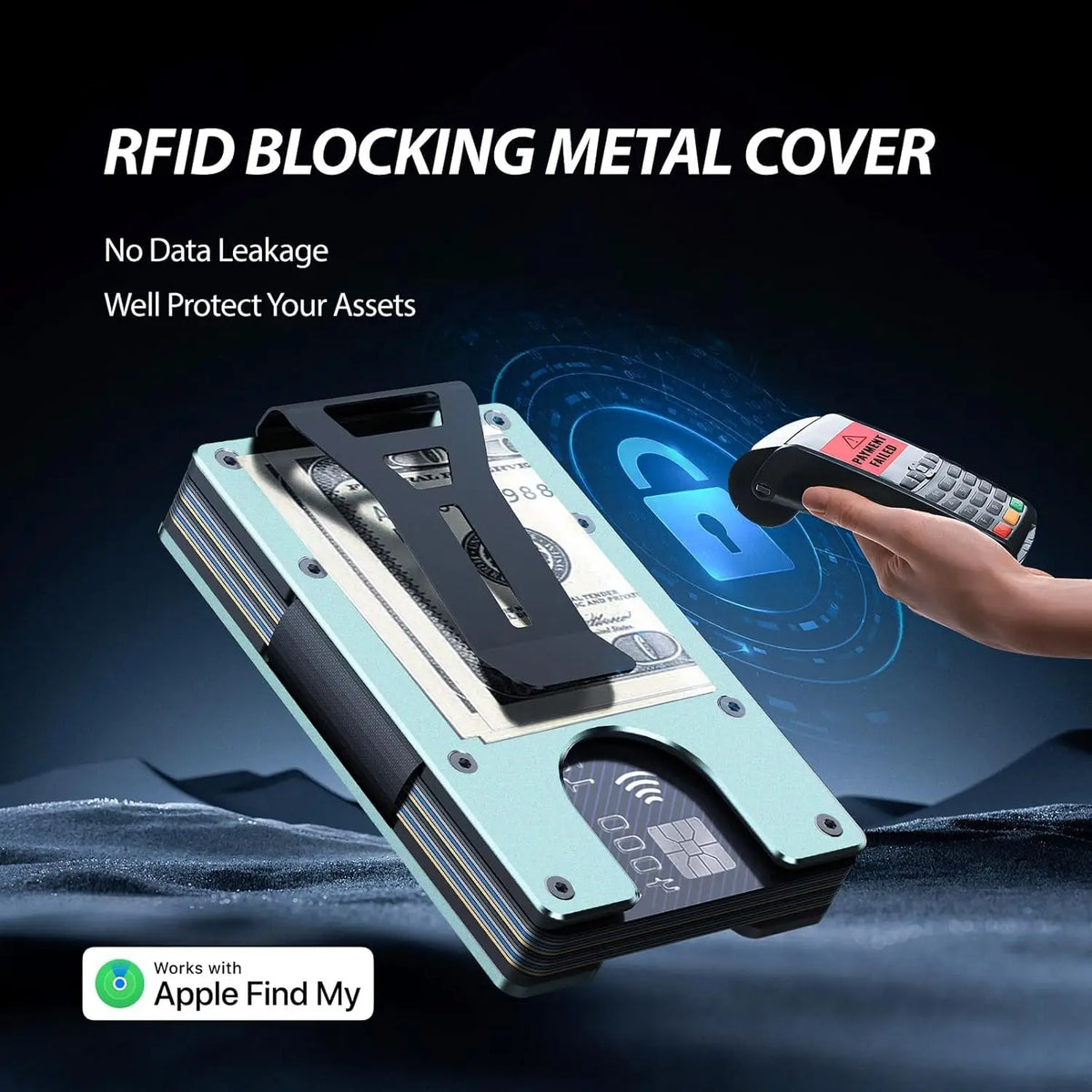 Smart Metal Wallet Built-in Find My Tracker (iOS Only), RFID-Blocking Metal Design, Holds 12 Cards & Removable Cash Clip