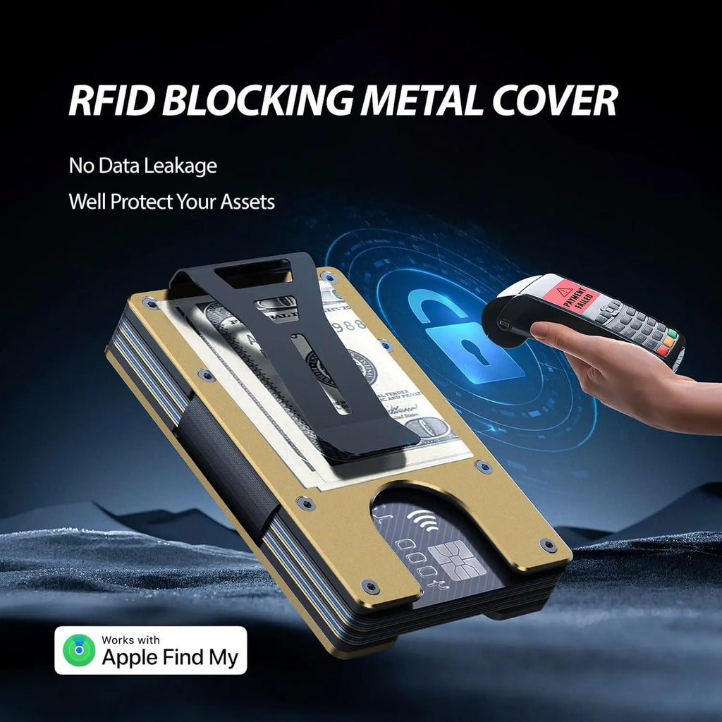 Smart Metal Wallet Built-in Find My Tracker (iOS Only), RFID-Blocking Metal Design, Holds 12 Cards & Removable Cash Clip