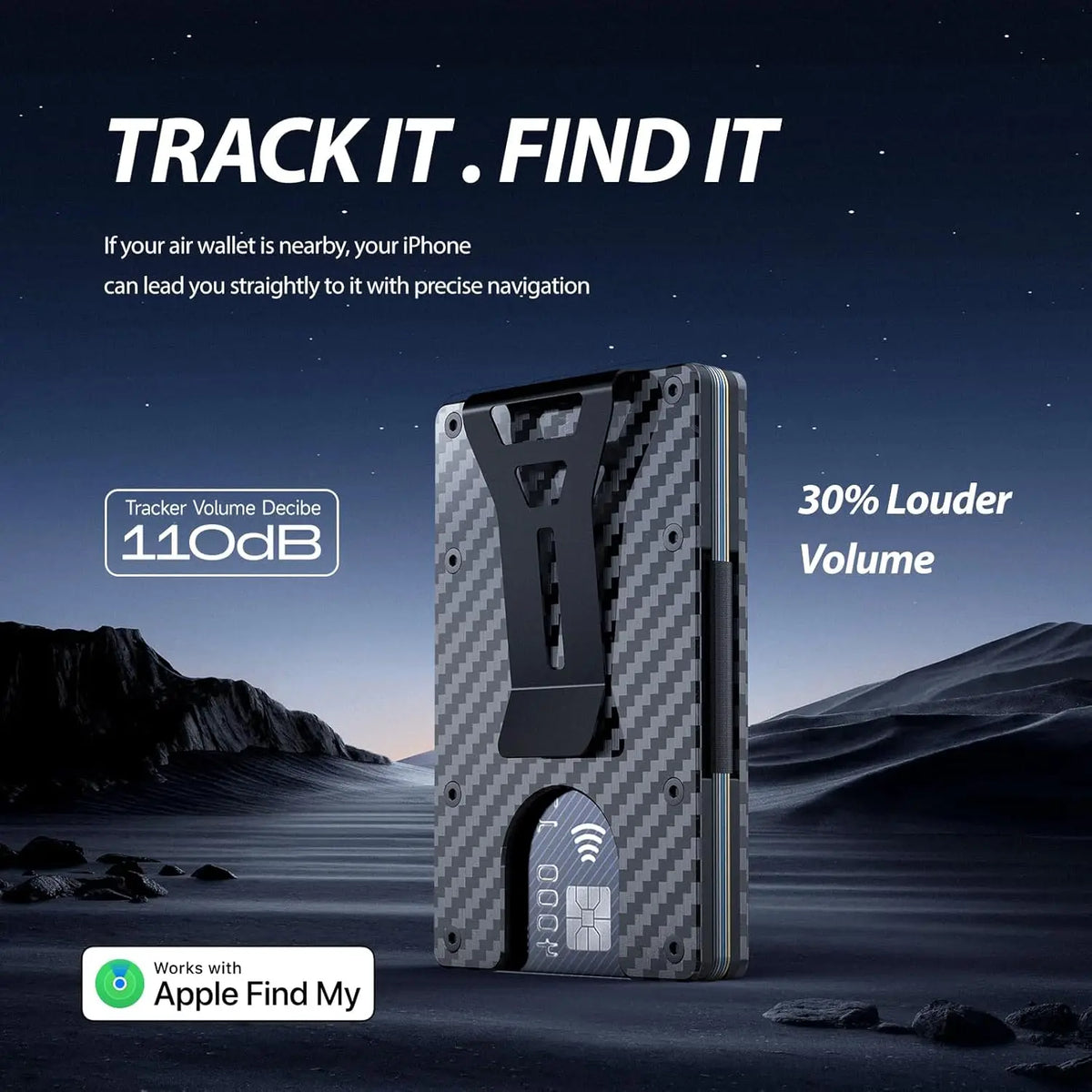Smart Metal Wallet Built-in Find My Tracker (iOS Only), RFID-Blocking Metal Design, Holds 12 Cards & Removable Cash Clip