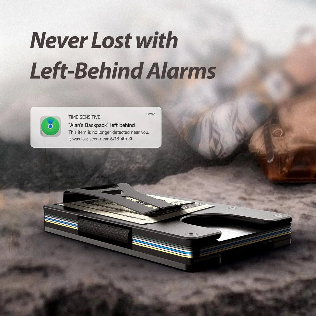 Smart Metal Wallet Built-in Find My Tracker (iOS Only), RFID-Blocking Metal Design, Holds 12 Cards & Removable Cash Clip