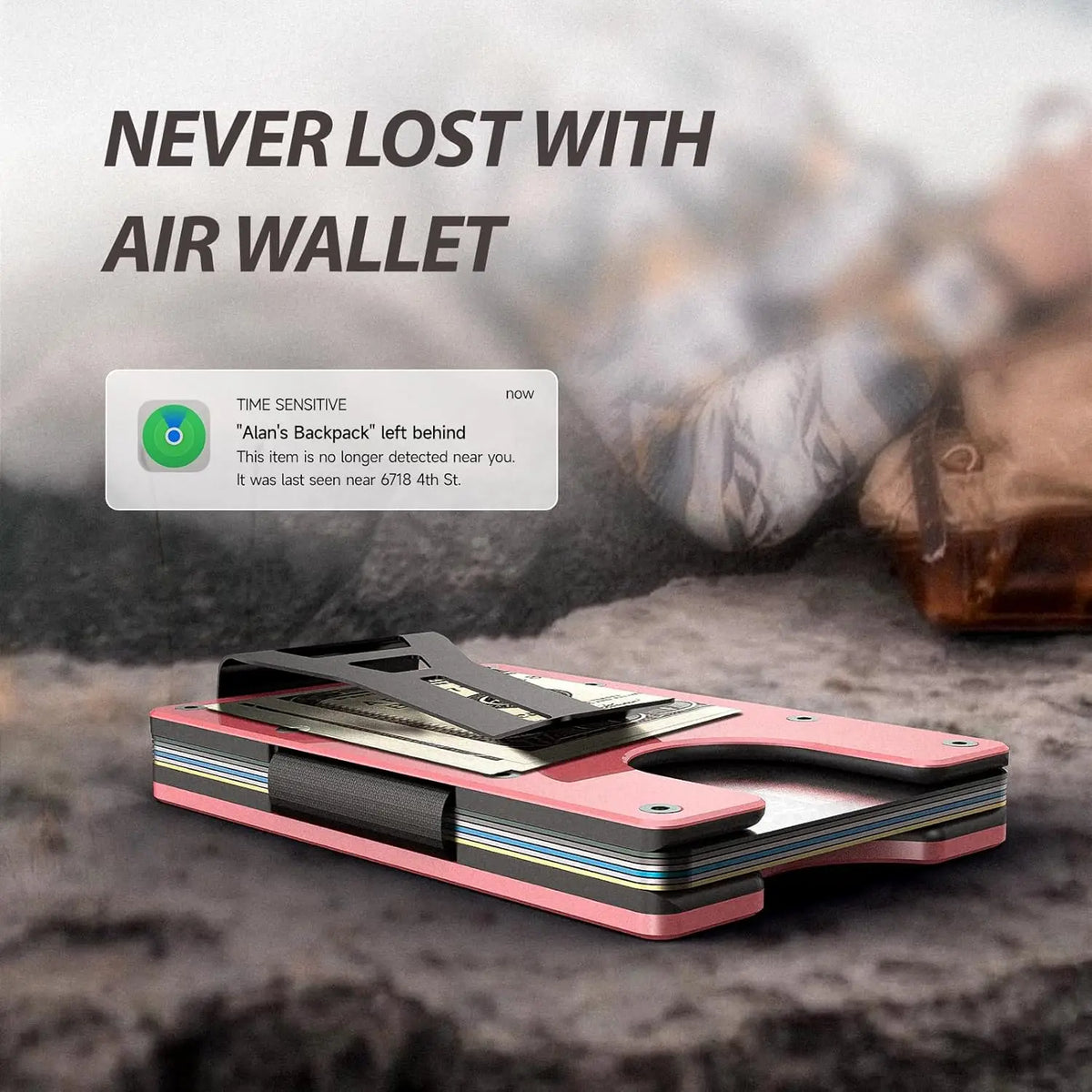 Smart Metal Wallet Built-in Find My Tracker (iOS Only), RFID-Blocking Metal Design, Holds 12 Cards & Removable Cash Clip