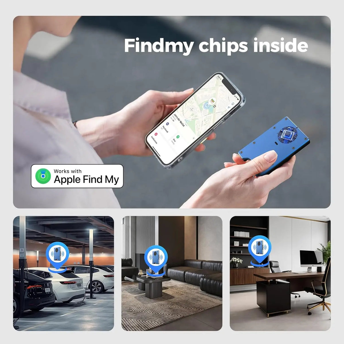 Smart Metal Wallet Built-in Find My Tracker (iOS Only), RFID-Blocking Metal Design, Holds 12 Cards & Removable Cash Clip