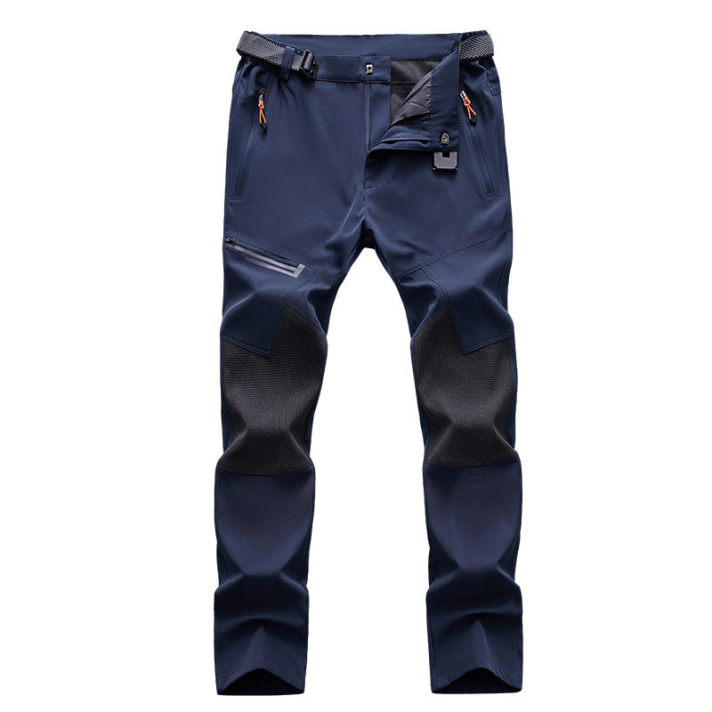 Men's Fleece-Lined Hiking Ski Pants - Water-Resistant, 4 Zip Pockets