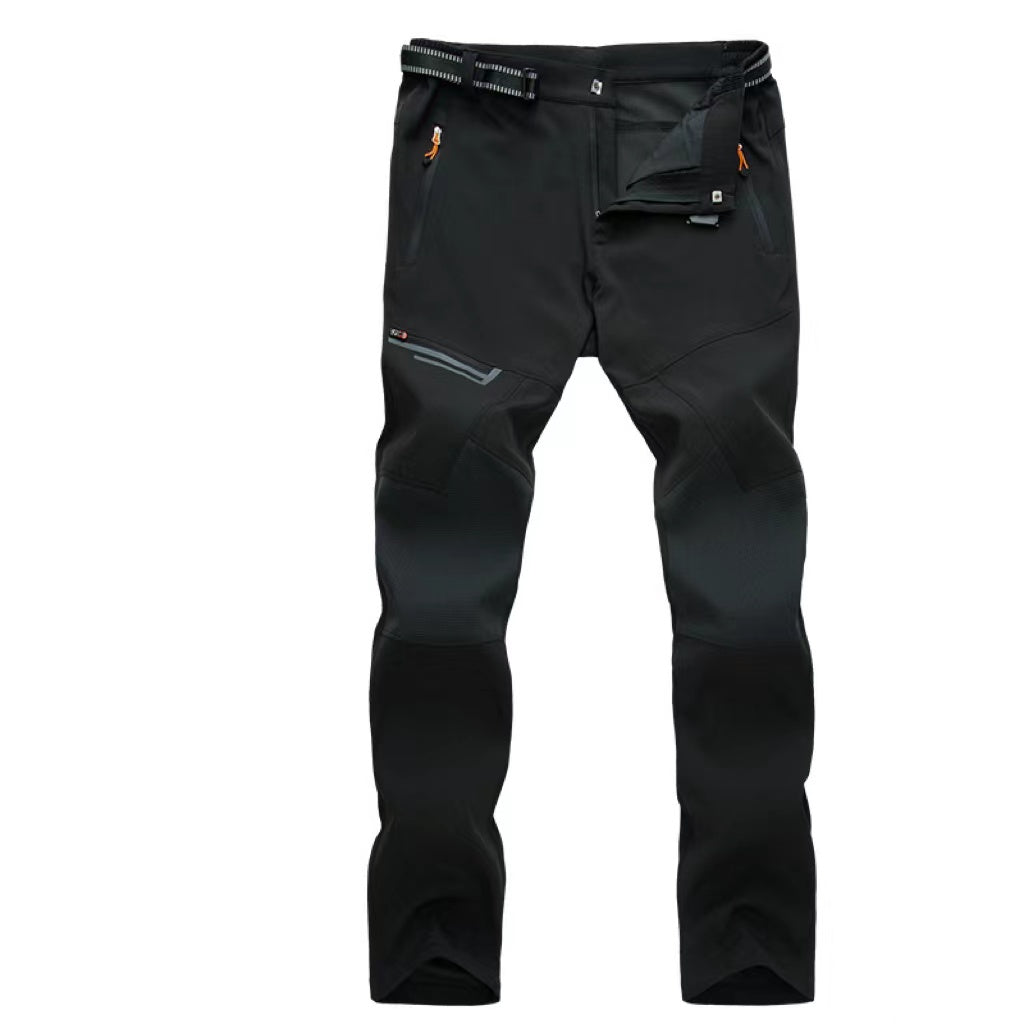 Men's Fleece-Lined Hiking Ski Pants - Water-Resistant, 4 Zip Pockets
