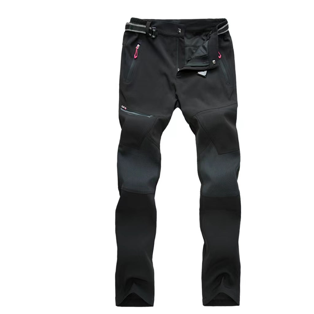 Men's Fleece-Lined Hiking Ski Pants - Water-Resistant, 4 Zip Pockets