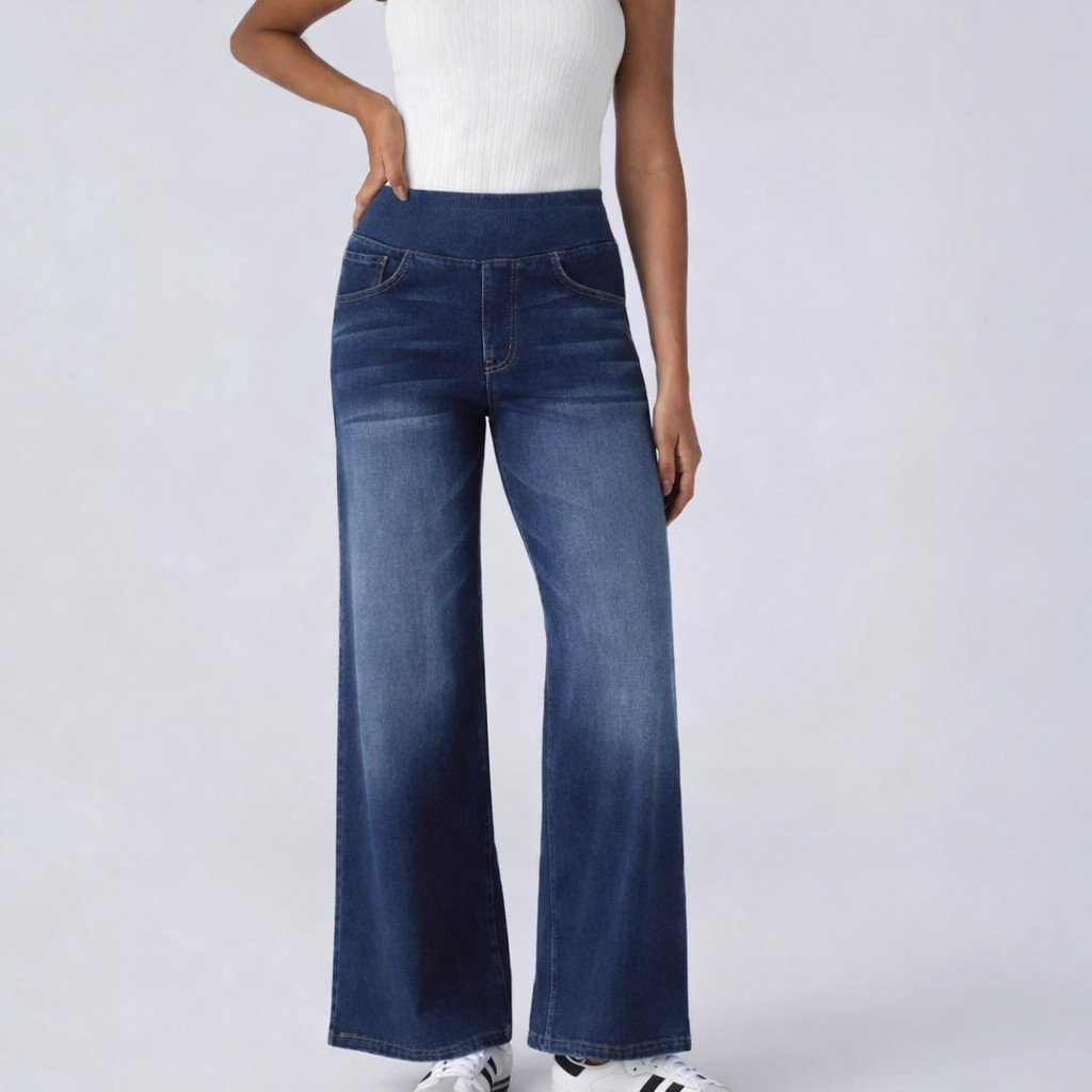 High-waisted Jeans Women Vintage Wash Loose Wide-leg Pants