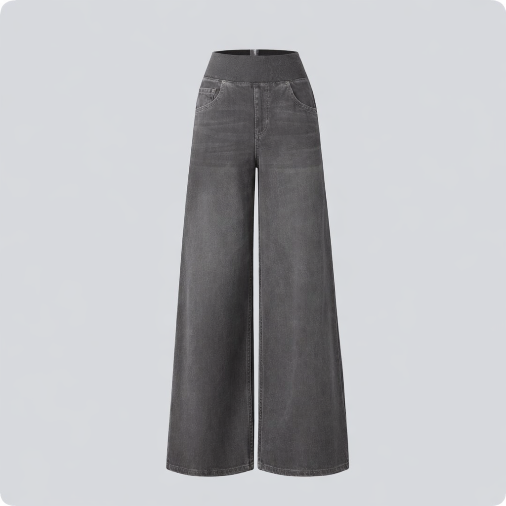 High-waisted Jeans Women Vintage Wash Loose Wide-leg Pants